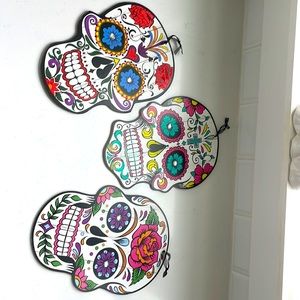 Sugar skull wall art 3 piece set